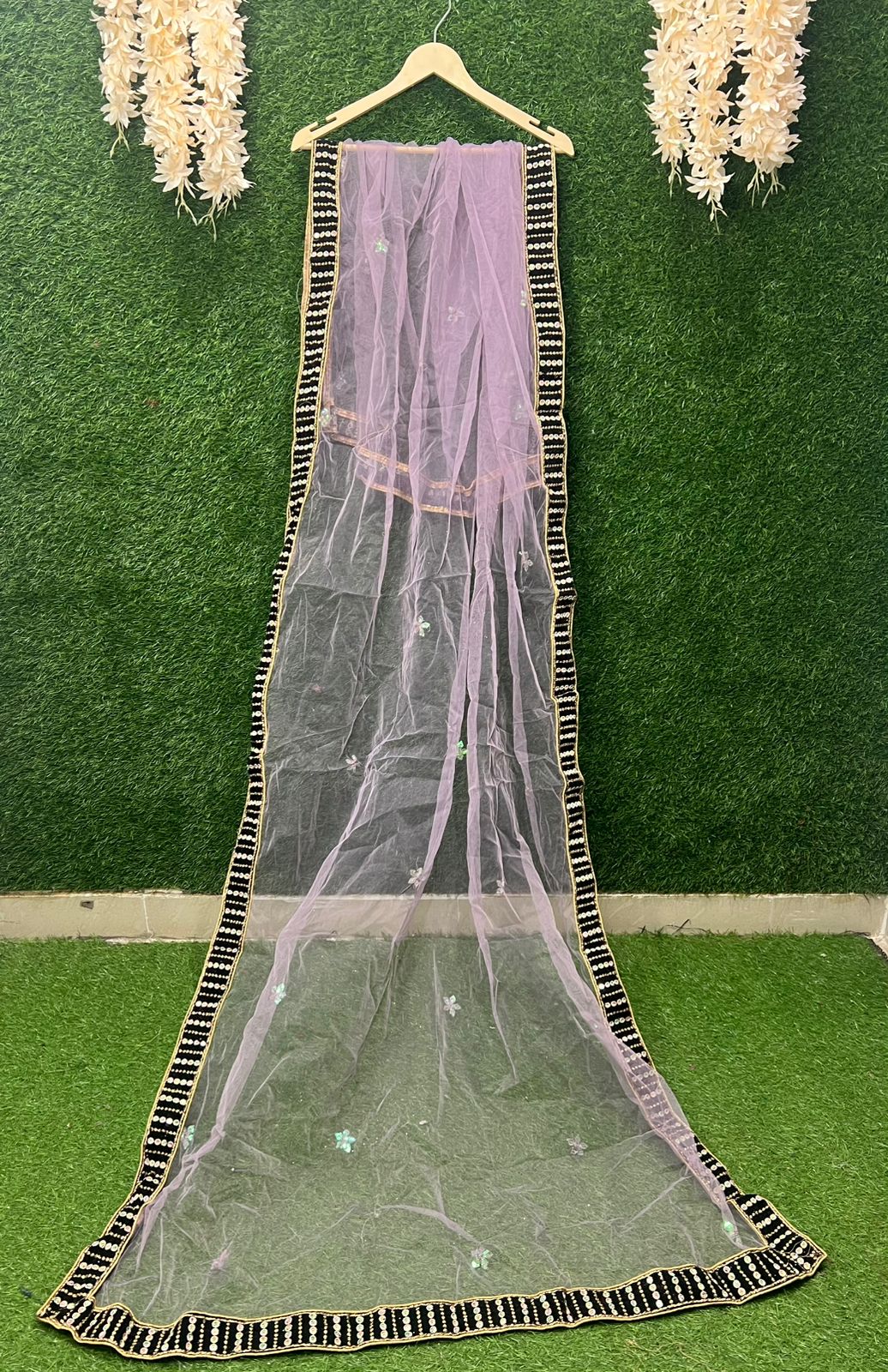 Net Dupatta With Embroidery Border
