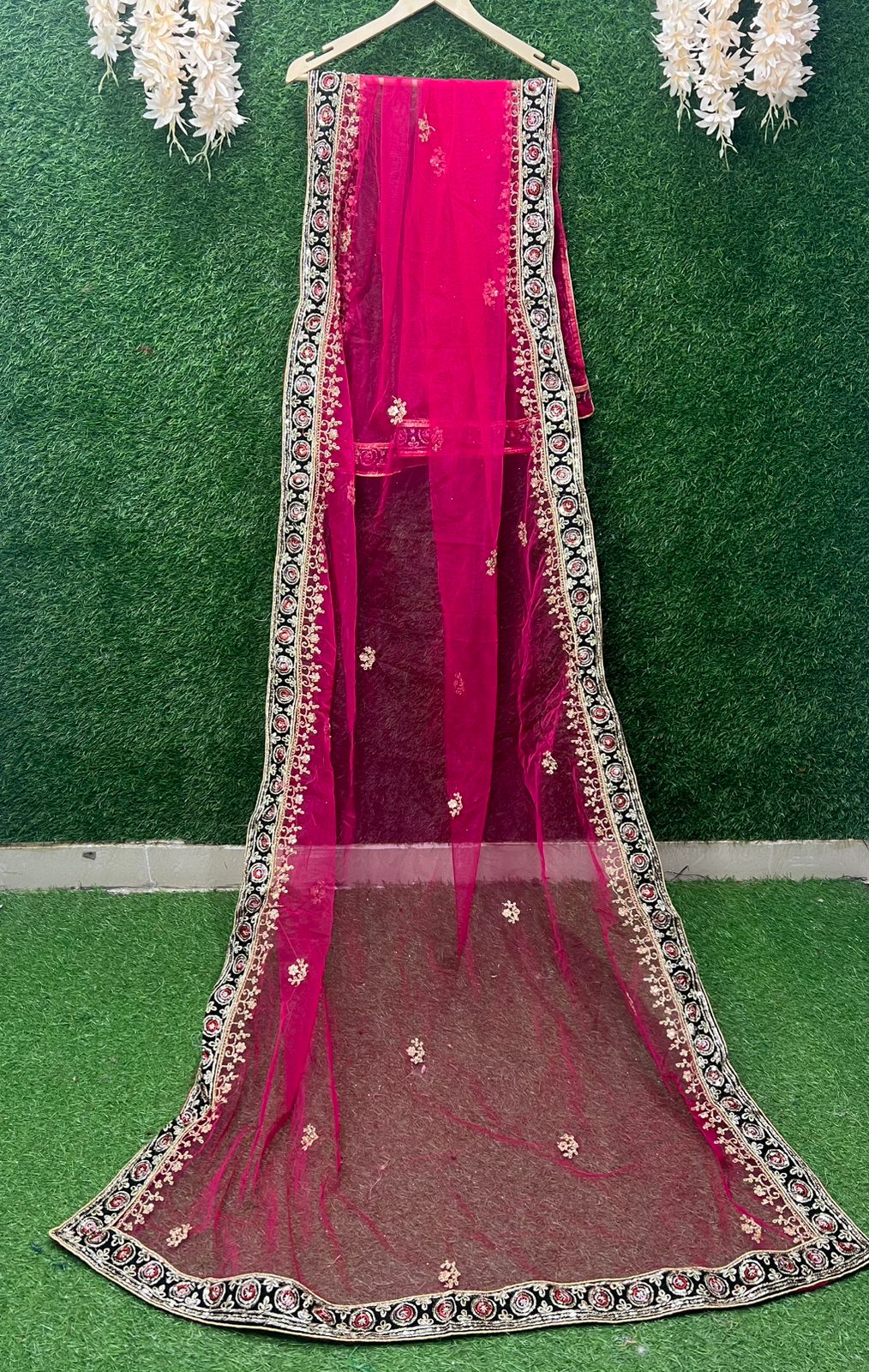 Net Dupatta With Embroidery Border