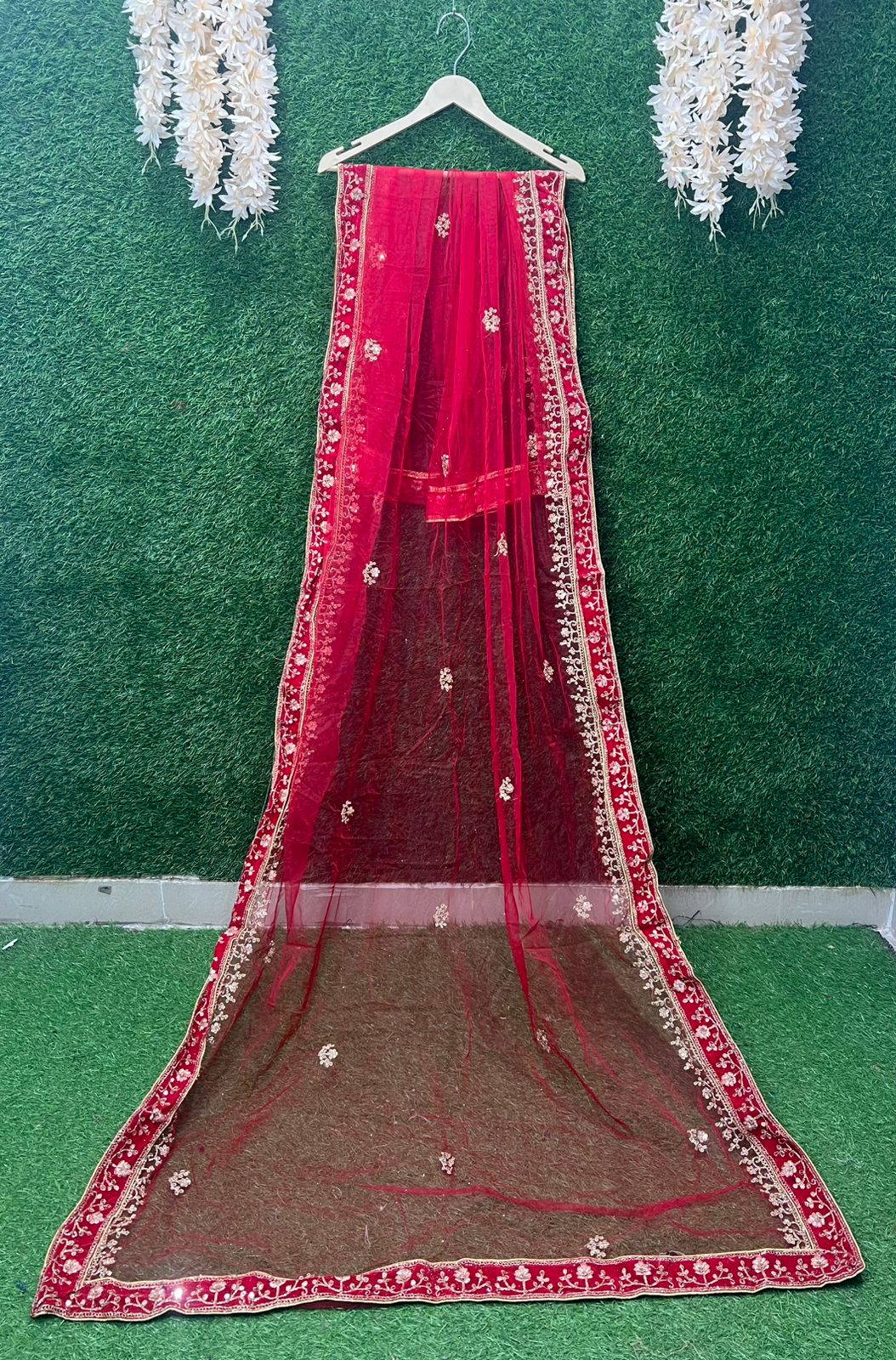 Net Dupatta With Embroidery Border