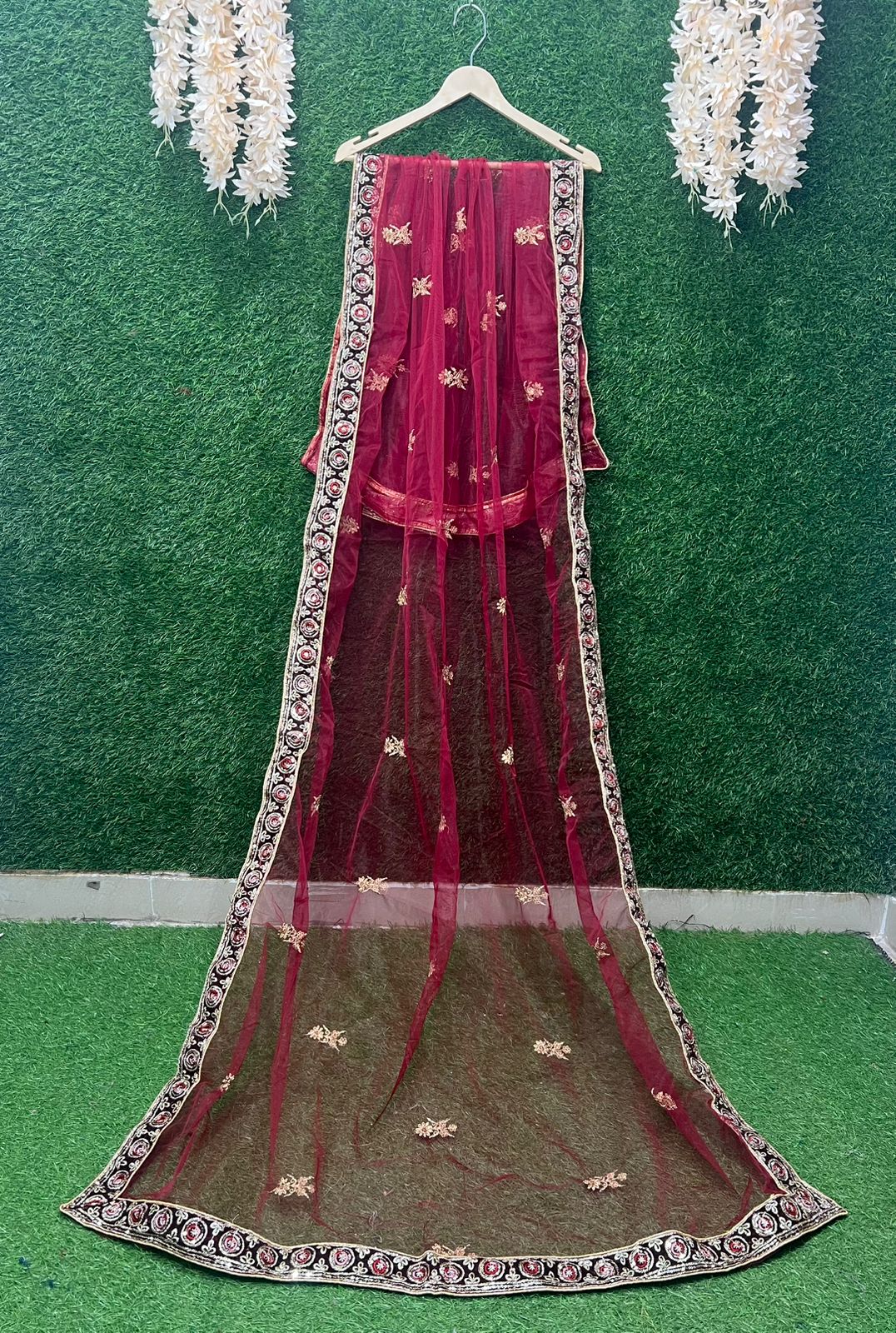 Net Dupatta With Embroidery Border
