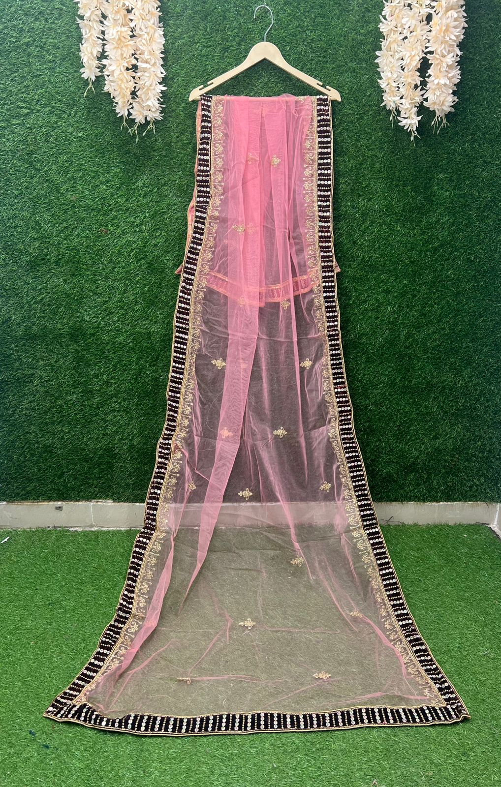 Net Dupatta With Embroidery Border