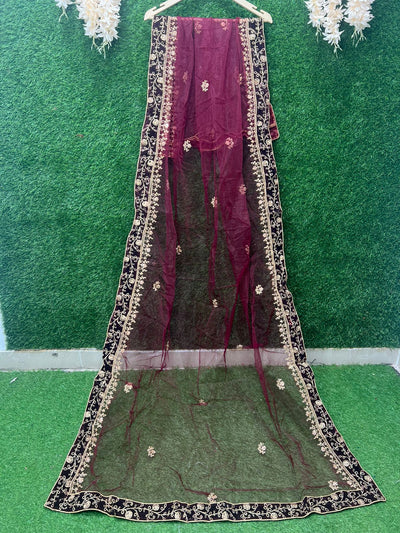 Net Dupatta With Embroidery Border