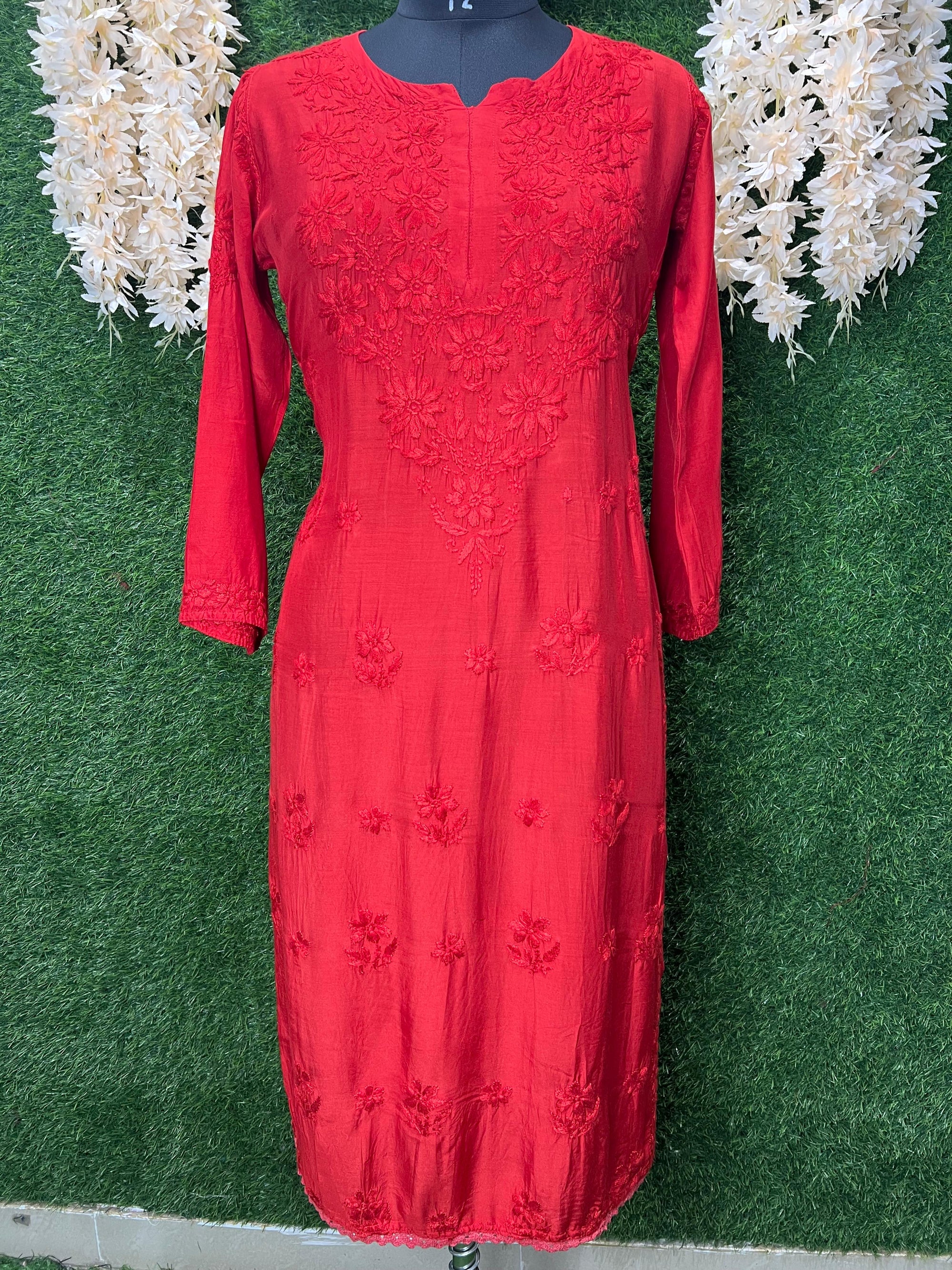 Lucknowi Chikankari Muslin Kurti