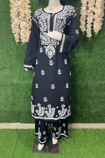 Lucknowi Chikankari Rayon Plus Size Co-Ord Set