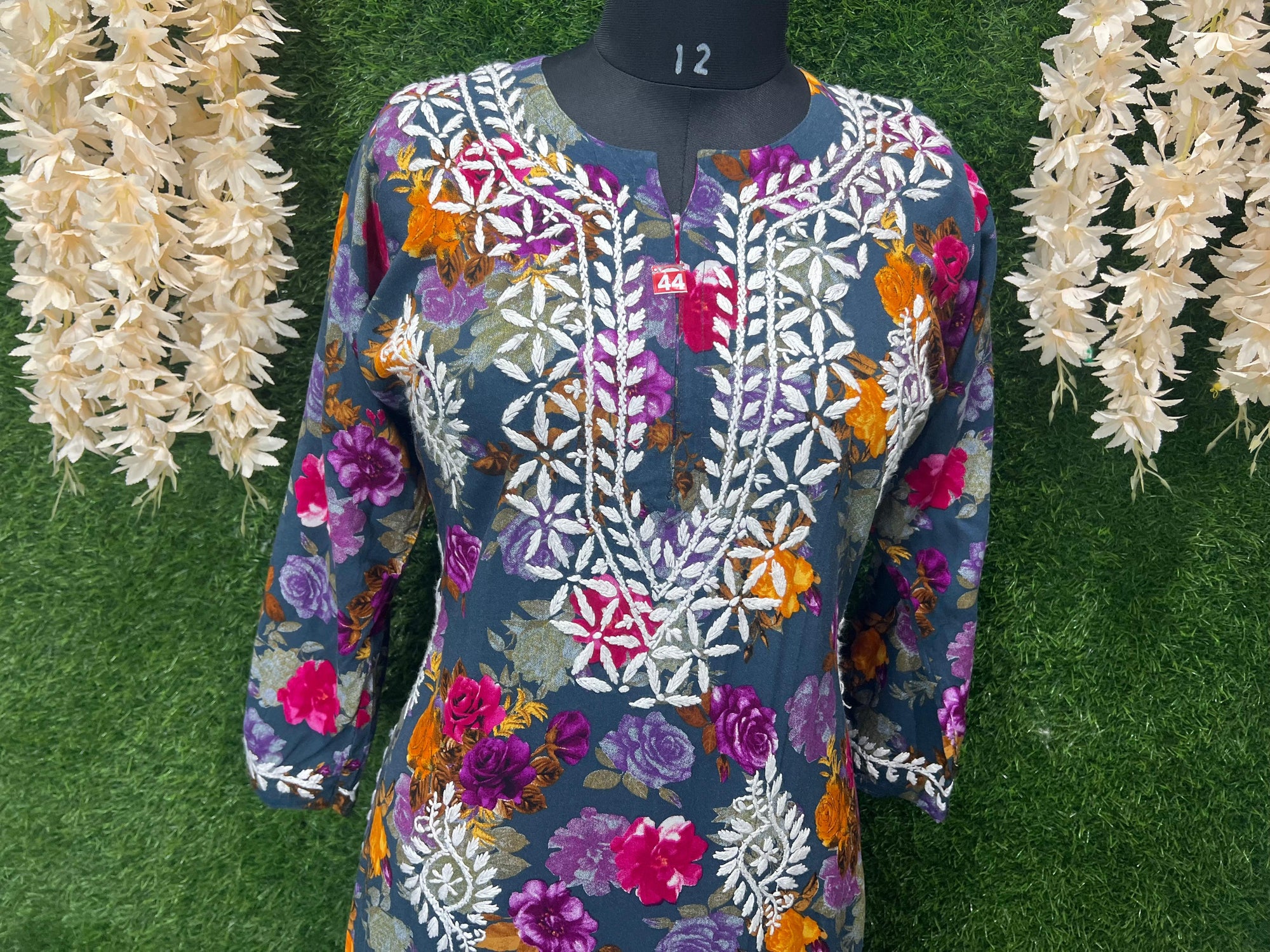 Lucknowi Chikankari Handwork Rayon Printed Kurti for Women