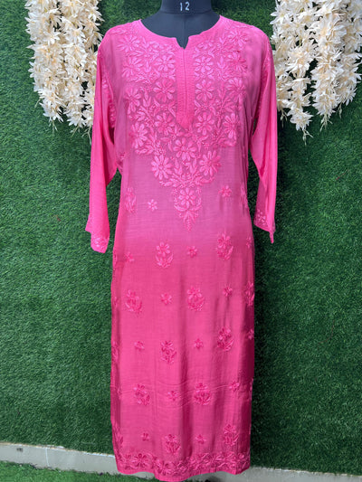 Lucknowi Chikankari Hand-Embroidery Muslin Kurti