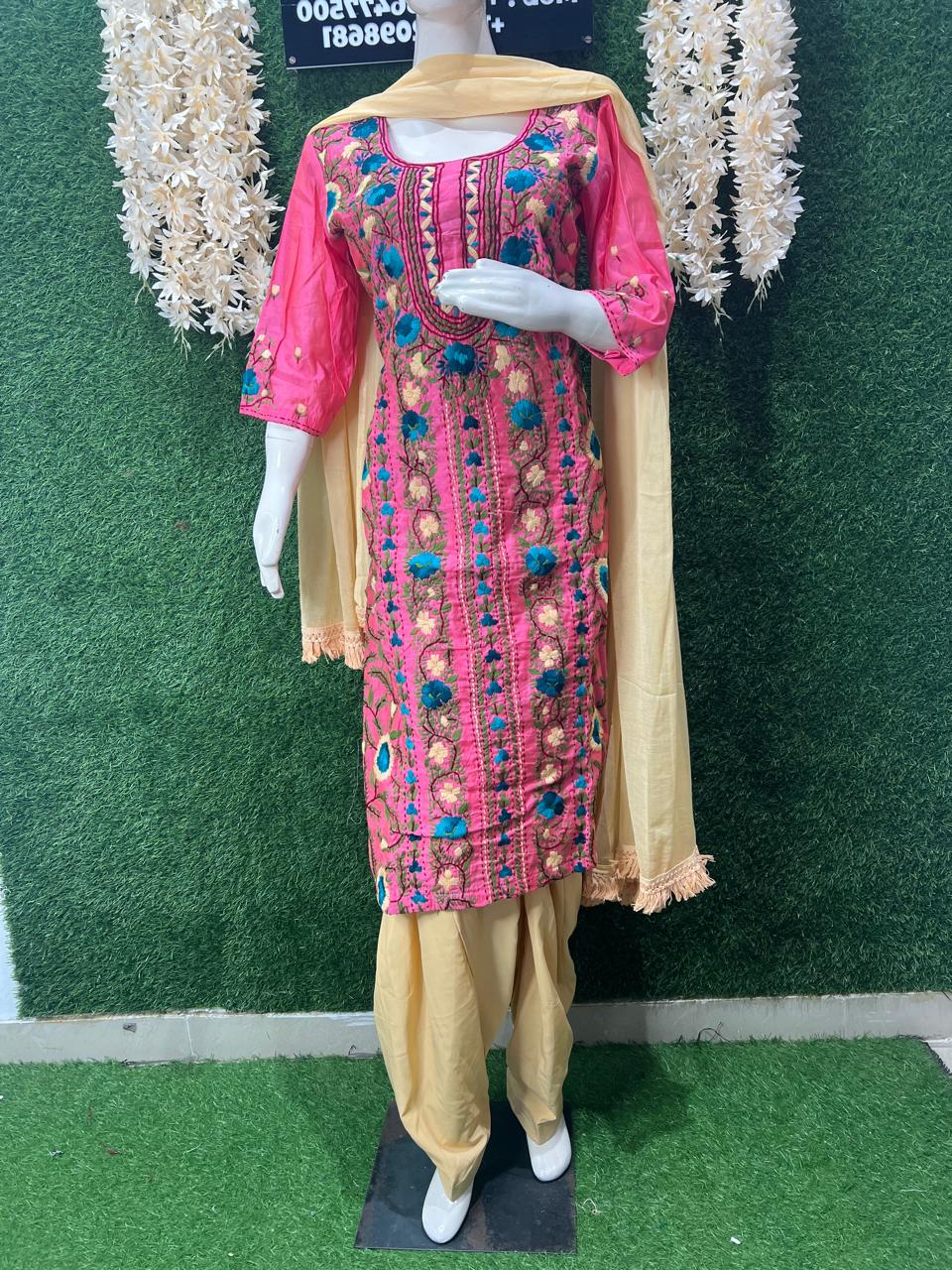 Phulkari Patiala Suit Set with Hand Embroidery