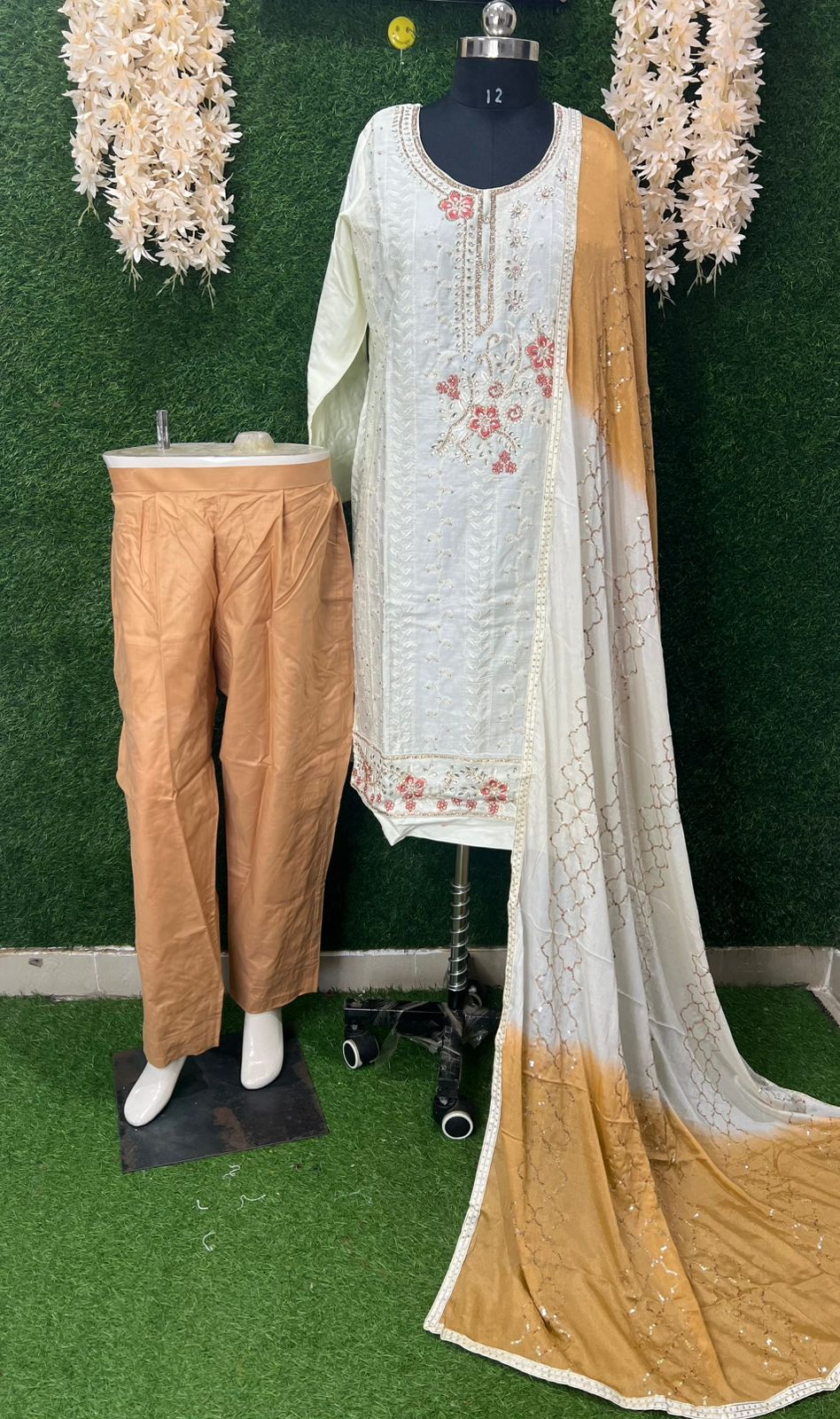 All-Over Embroidered Cotton Suit Set