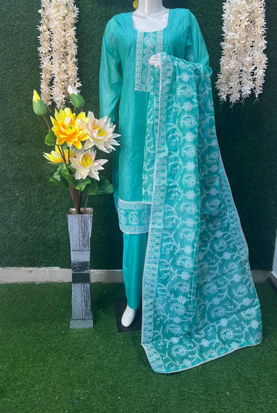 Chikankari Kurta Pant Set with Fully Hand-Embroidery Dupatta
