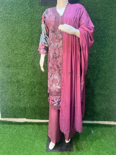Embroidery Kurta Pant Set with Matching Dupatta