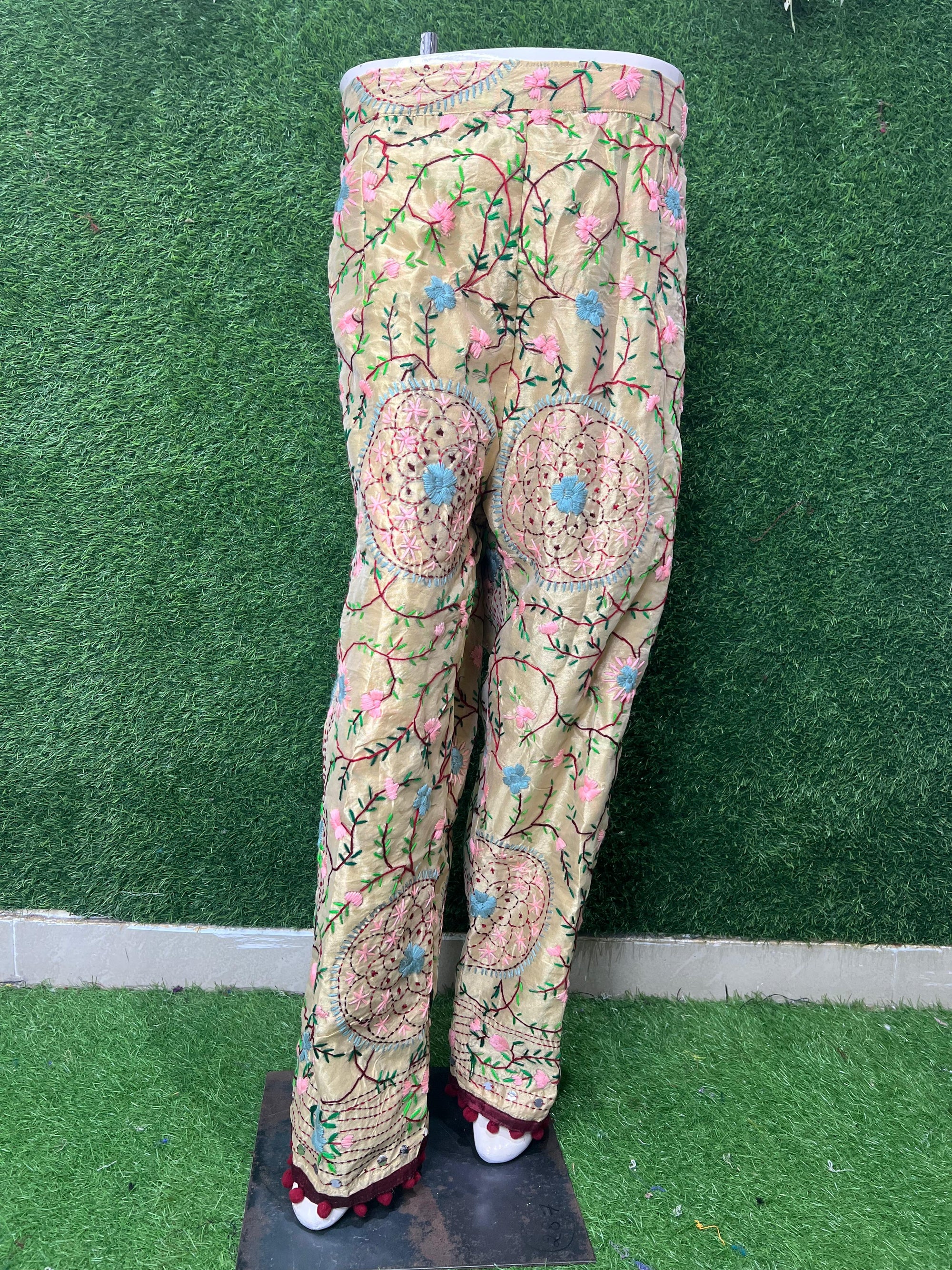 Handwork Phulkari Straight-Fit Pant