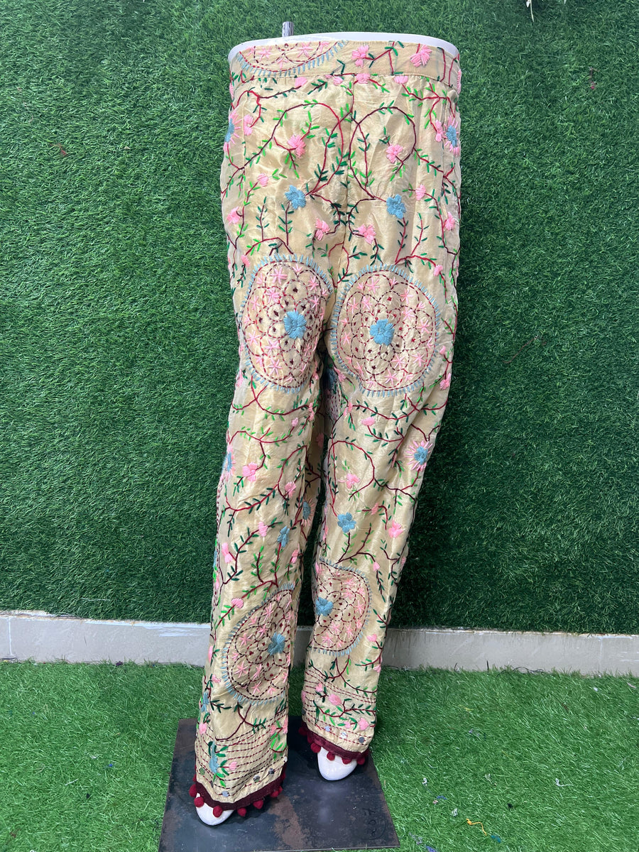 Handwork Phulkari Straight-Fit Pant