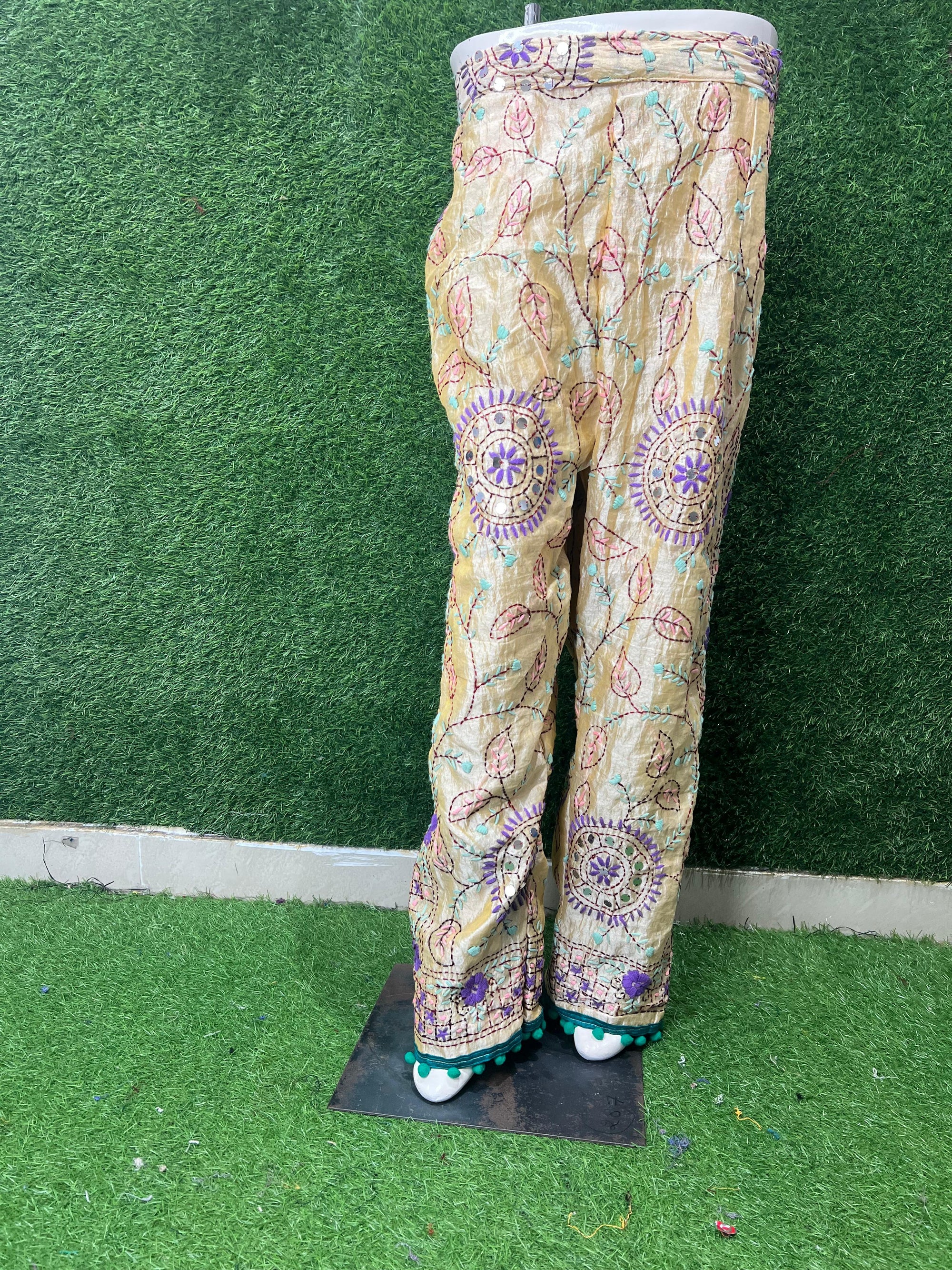 Handwork Phulkari Straight-Fit Pant