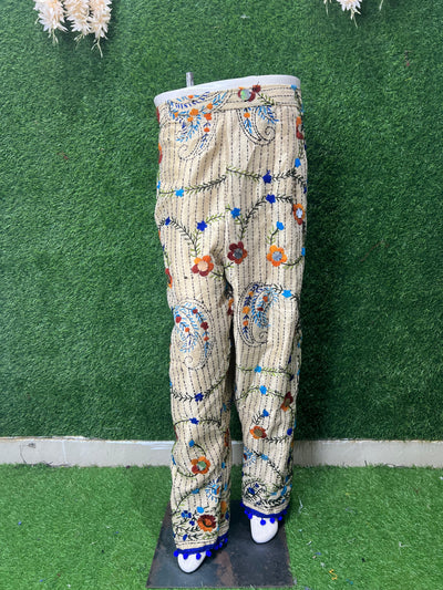Handwork Phulkari Straight-Fit Pant