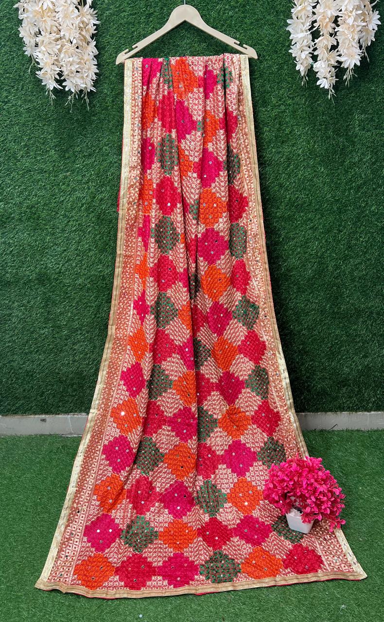 Multicolour Phulkari Embroidery Dupatta