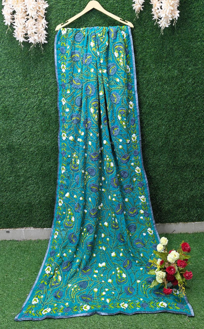 Hand-Embroidery Phulkari Dupatta with Vibrant Multicolour Work