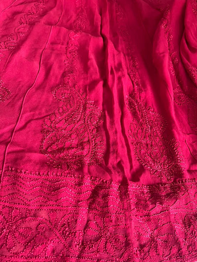 Lucknowi Chikankari Resham shadow work Anarkali in Georgette