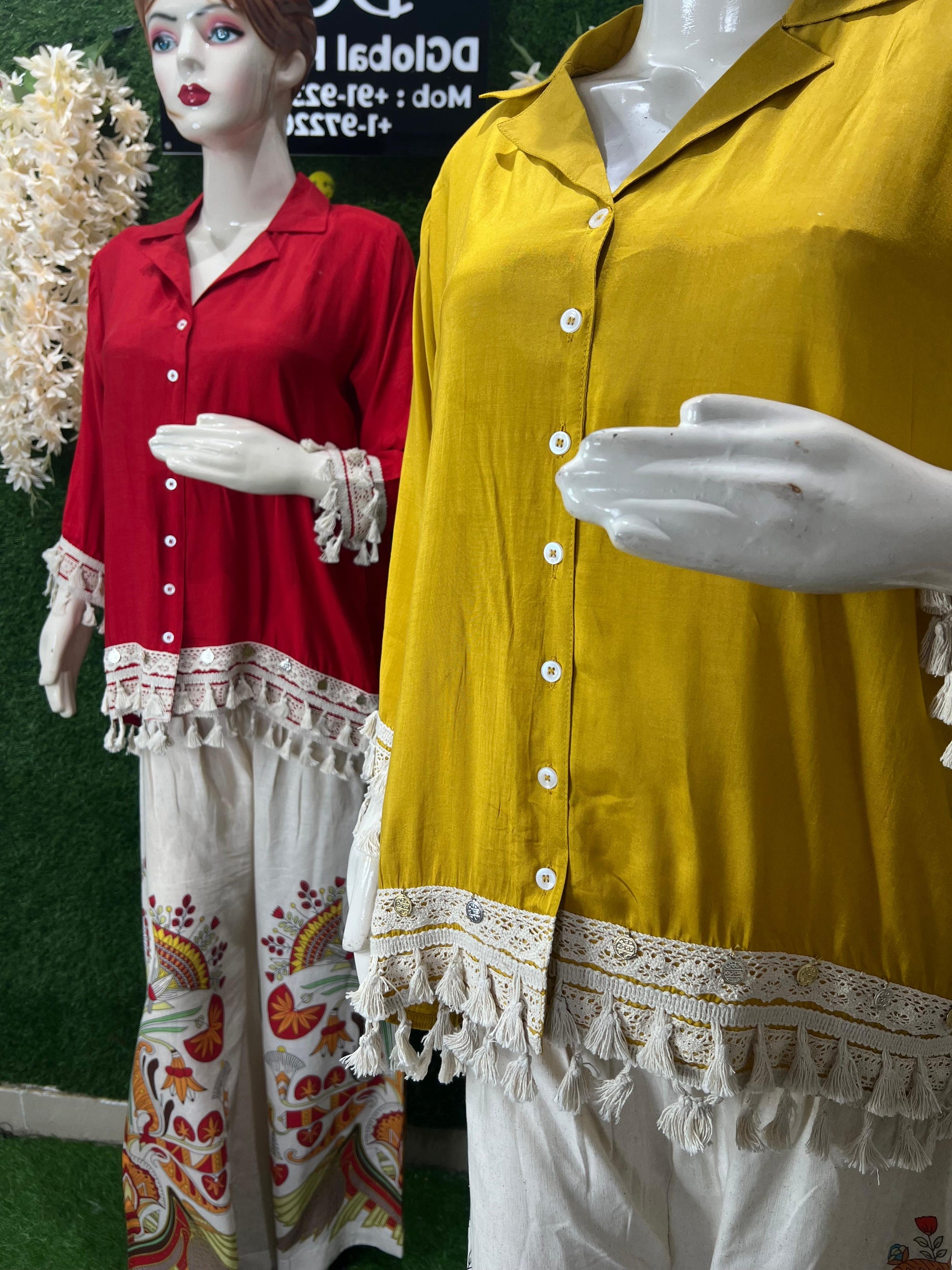 Co-Ord Set Muslin Silk Shirt with Linen Pants