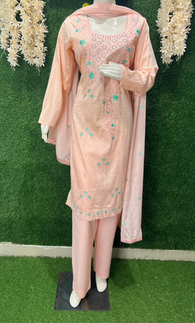 Resham & Stone Work Kurta Pant Dupatta Set