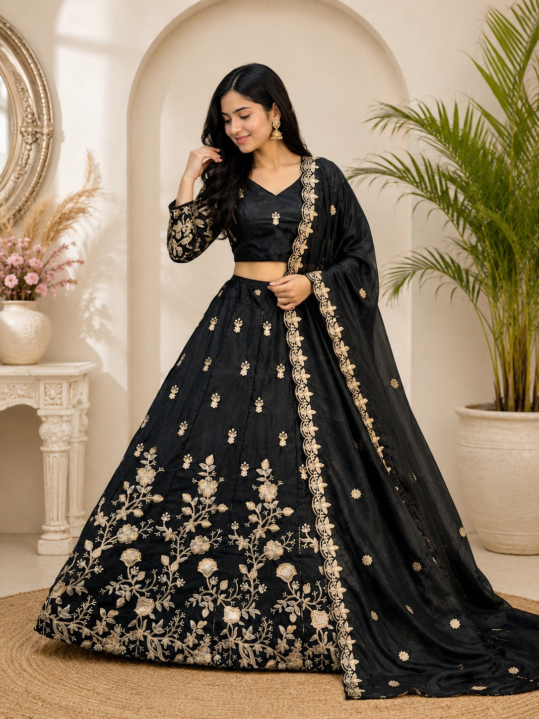 Crepe Embroidered Lehenga Set for Party & Festive Wear