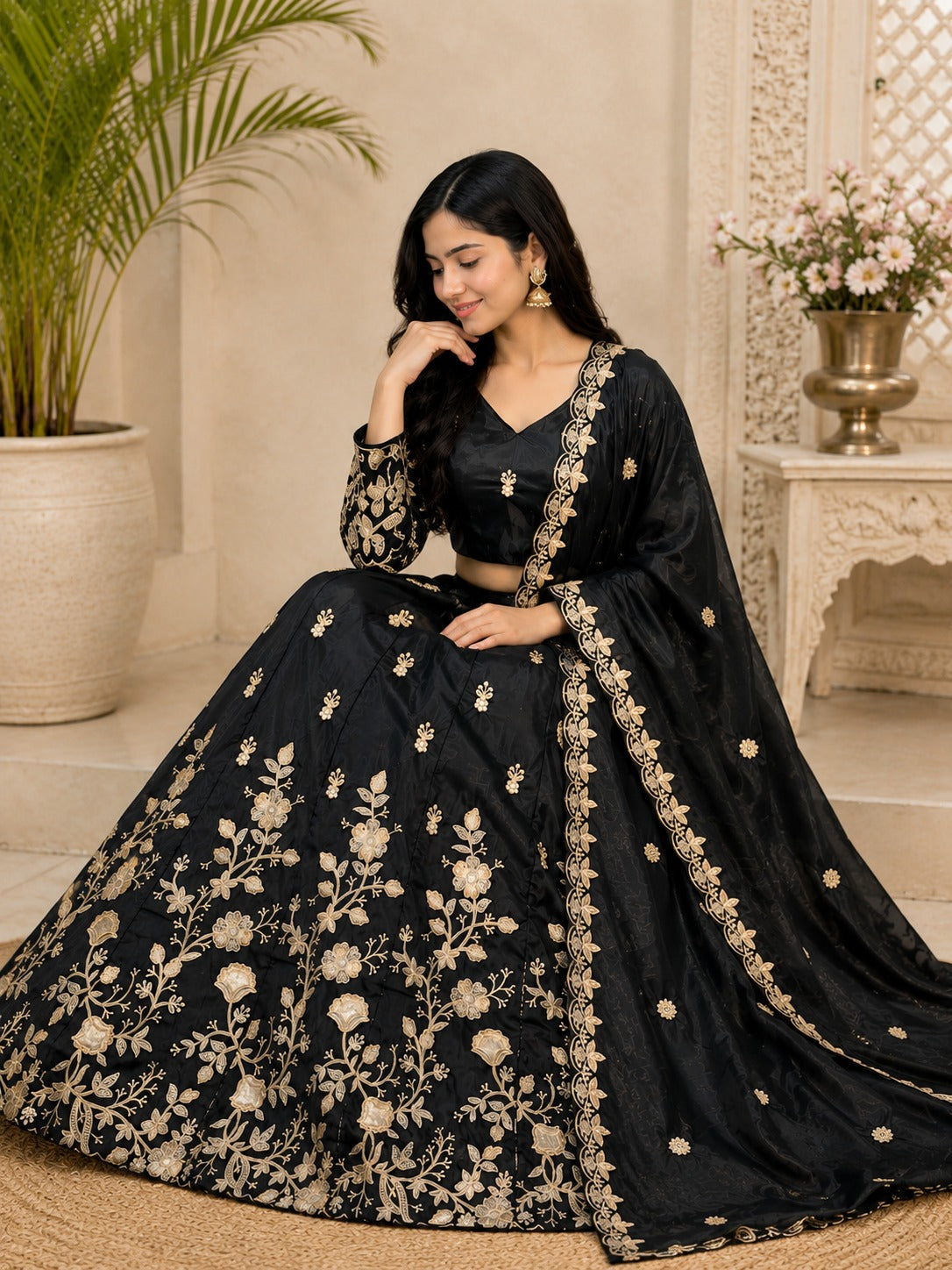 Crepe Embroidered Lehenga Set for Party & Festive Wear