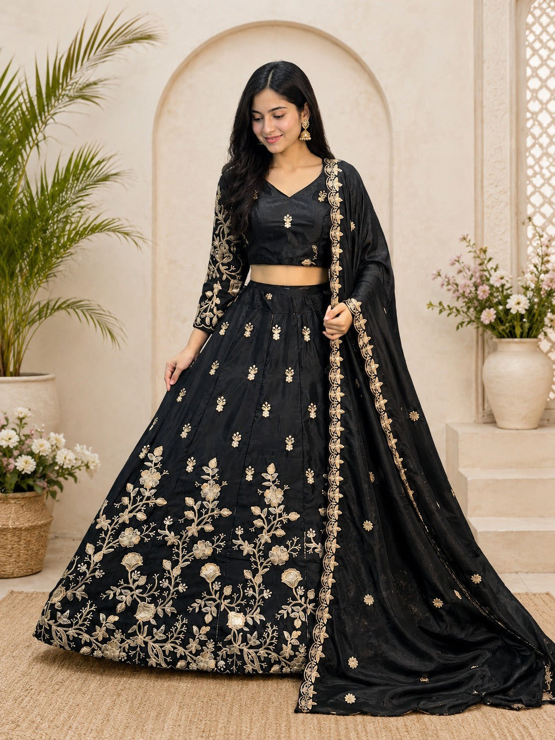 Crepe Embroidered Lehenga Set for Party & Festive Wear