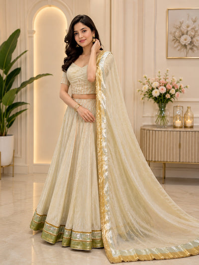 Tissue Shimmer Lehenga Set with Elegant Gota Lace Work