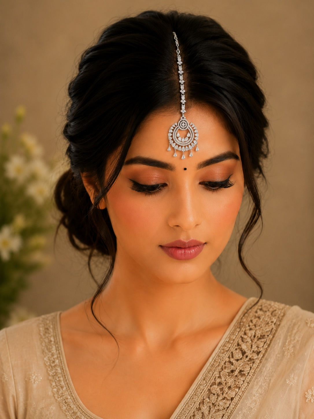 Designer Silver Ruby Stone Teeka