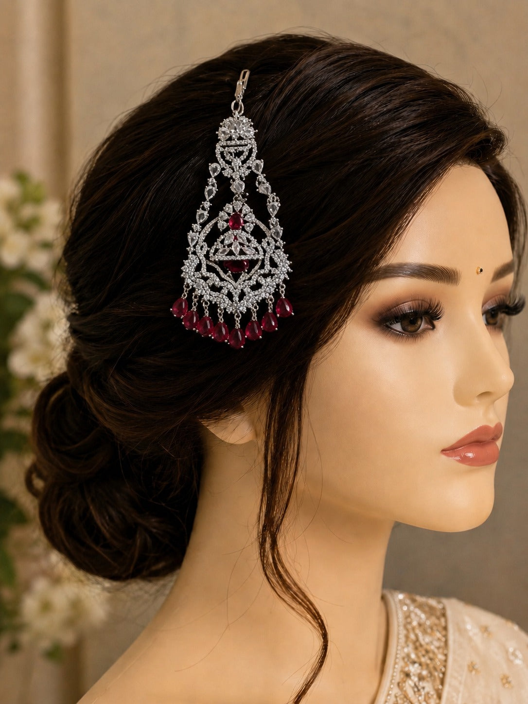 Ruby Stone Bridal Passa Hair Accessory