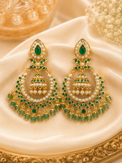 Jadau Chandbali Earrings with Pearls | Indian Jewelry