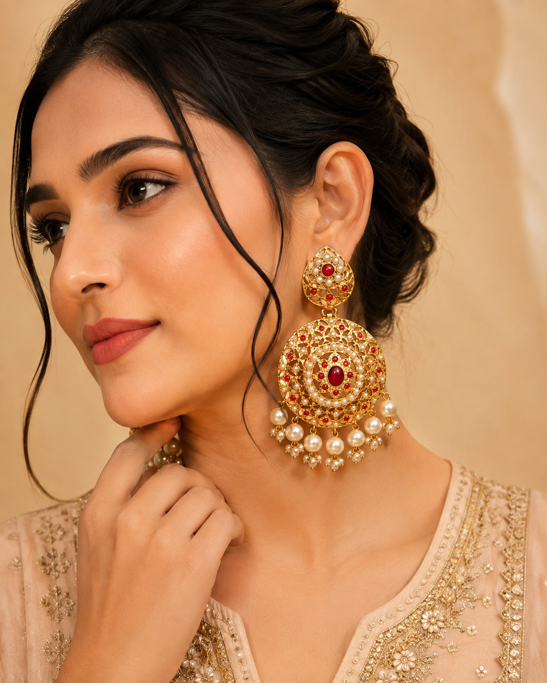 Jadau Multicolor Pearl Drop Earrings | Traditional Jewelry