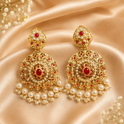 Jadau Multicolor Pearl Drop Earrings | Traditional Jewelry