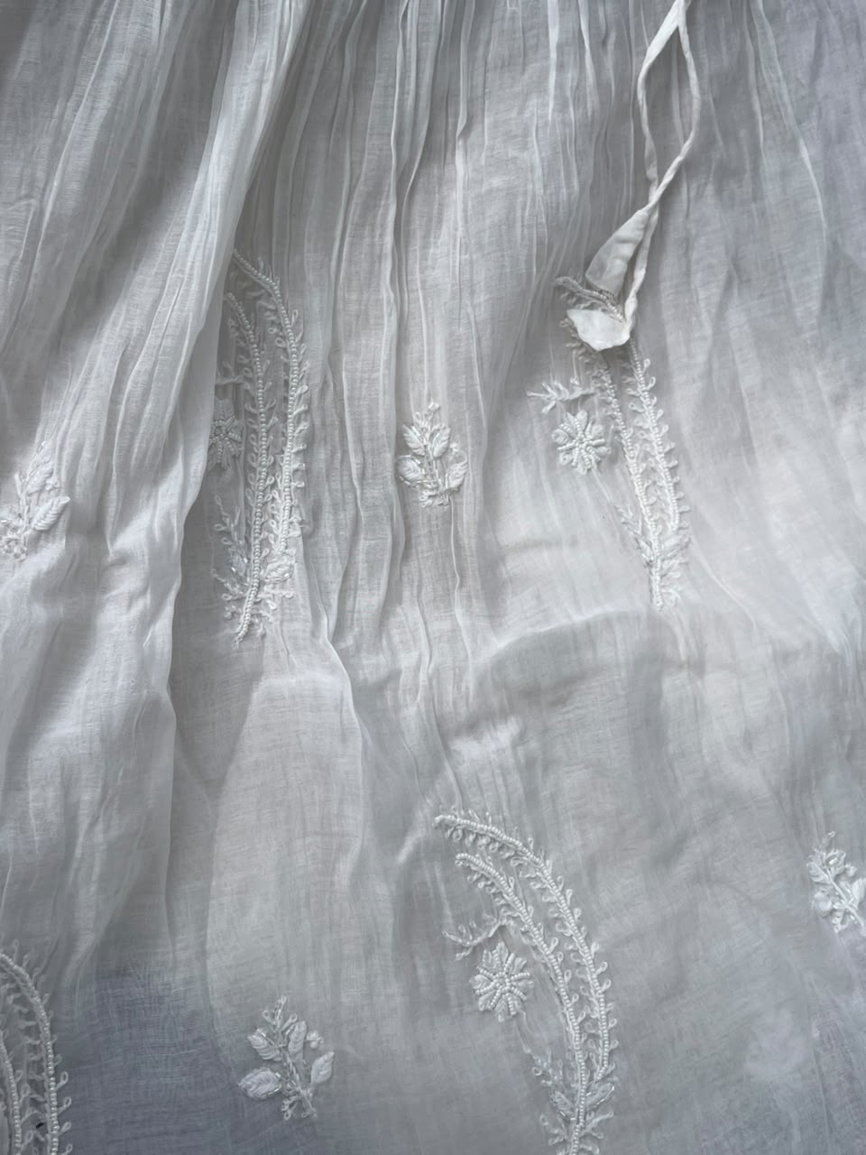 Lucknowi Chikankari Unstitched Mul Angrakha with Heavy Moti Work | Elegant Ethnic Wear