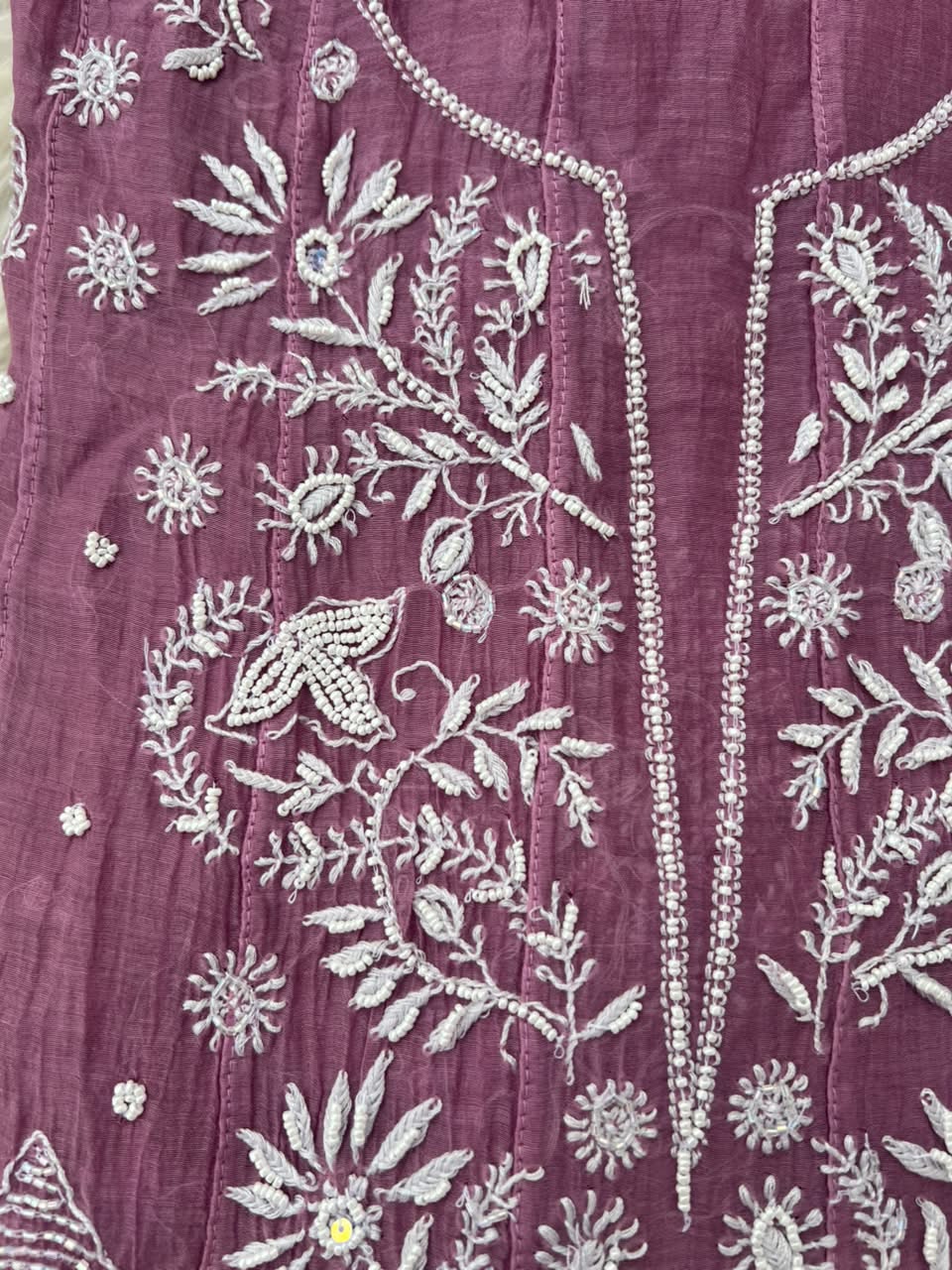 Lucknowi Chikankari Unstitched Mul Anarkali | Hand Embroidered Indian Ethnic Wear