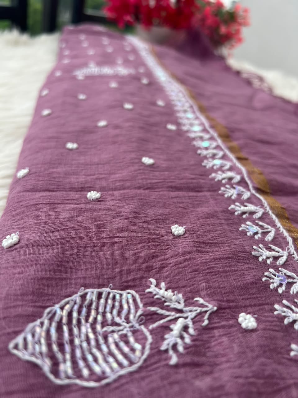 Lucknowi Chikankari Unstitched Mul Anarkali | Hand Embroidered Indian Ethnic Wear