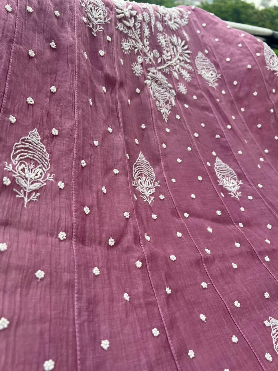 Lucknowi Chikankari Unstitched Mul Anarkali | Hand Embroidered Indian Ethnic Wear