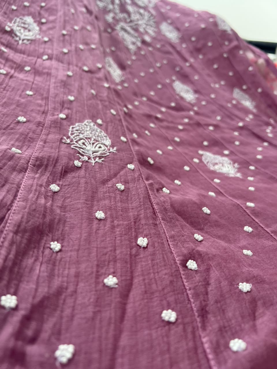 Lucknowi Chikankari Unstitched Mul Anarkali | Hand Embroidered Indian Ethnic Wear
