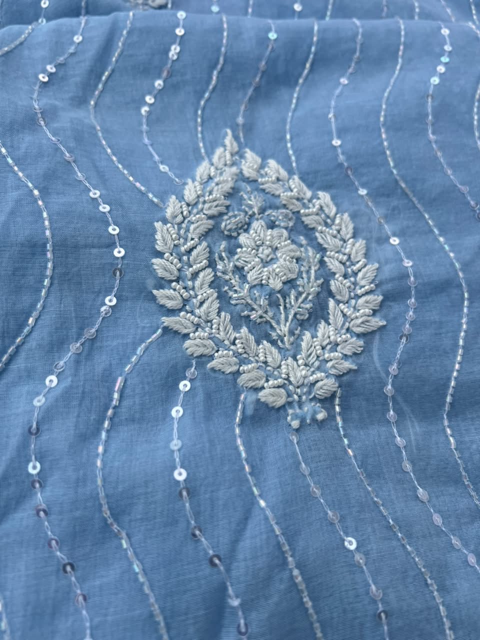 Lucknowi Chikankari Unstitched Mul Chanderi Straight Suit Set
