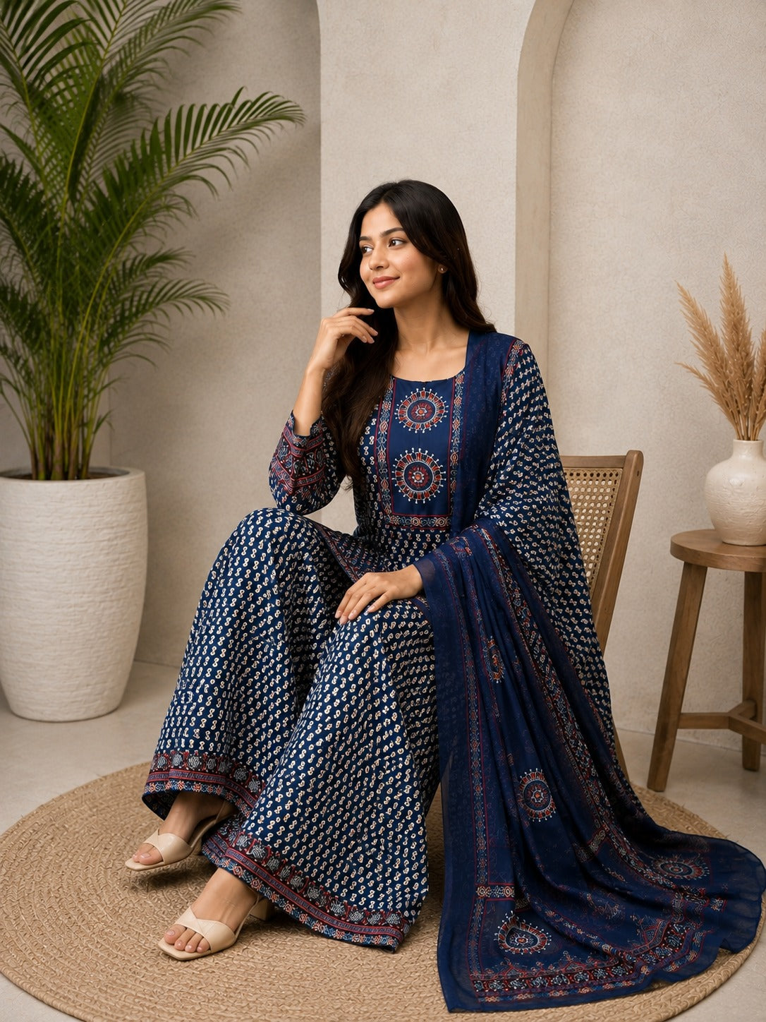 Cotton Palazzo Set with Sequin Embroidery Work