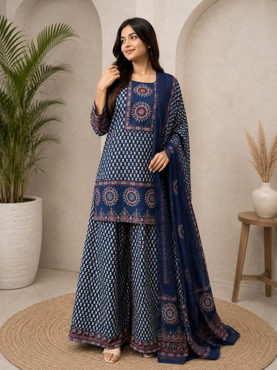 Cotton Palazzo Set with Sequin Embroidery Work