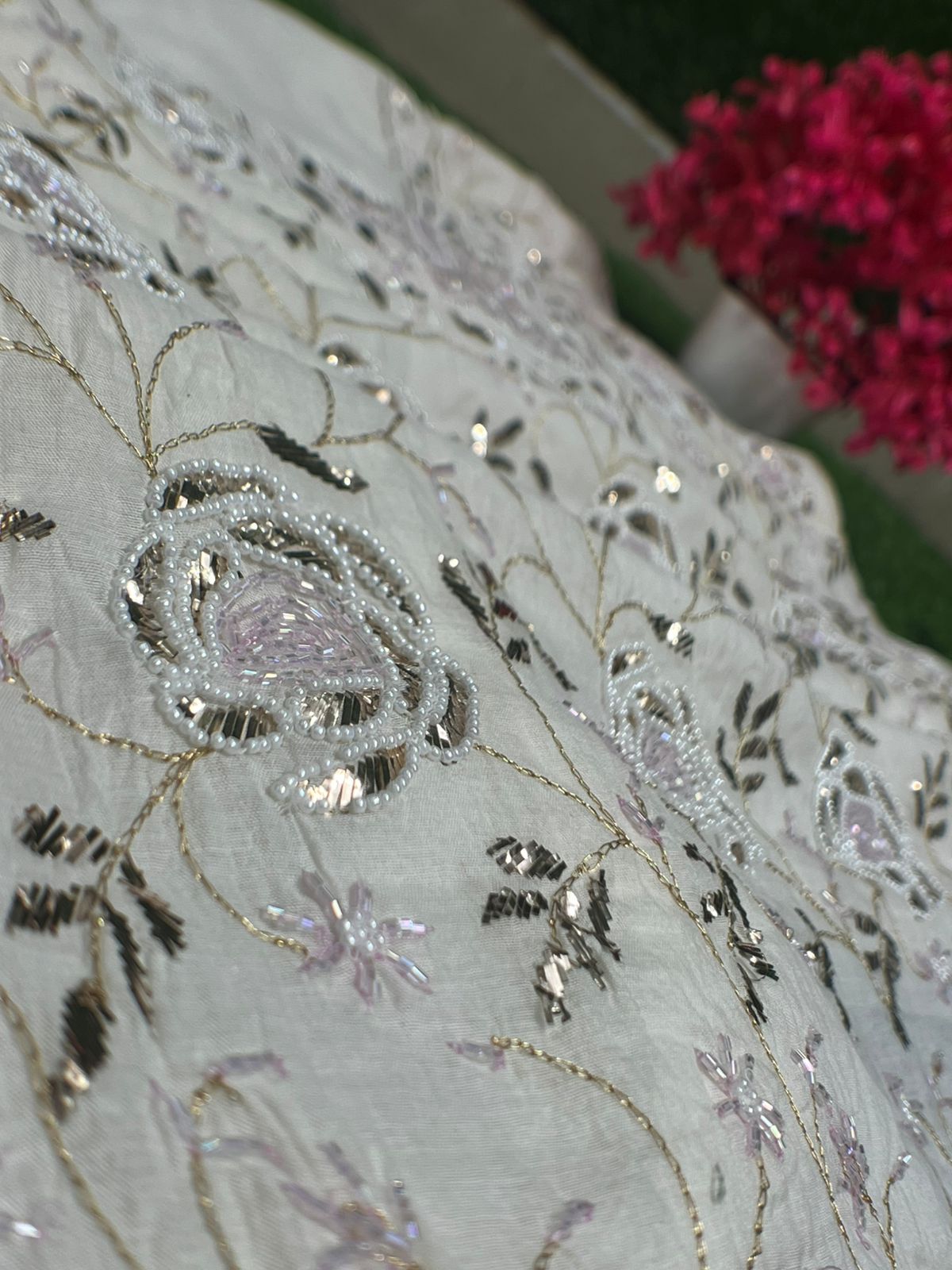Lucknowi Chikankari Unstitched Mul Chanderi Straight Suit Set with Matching Dupatta