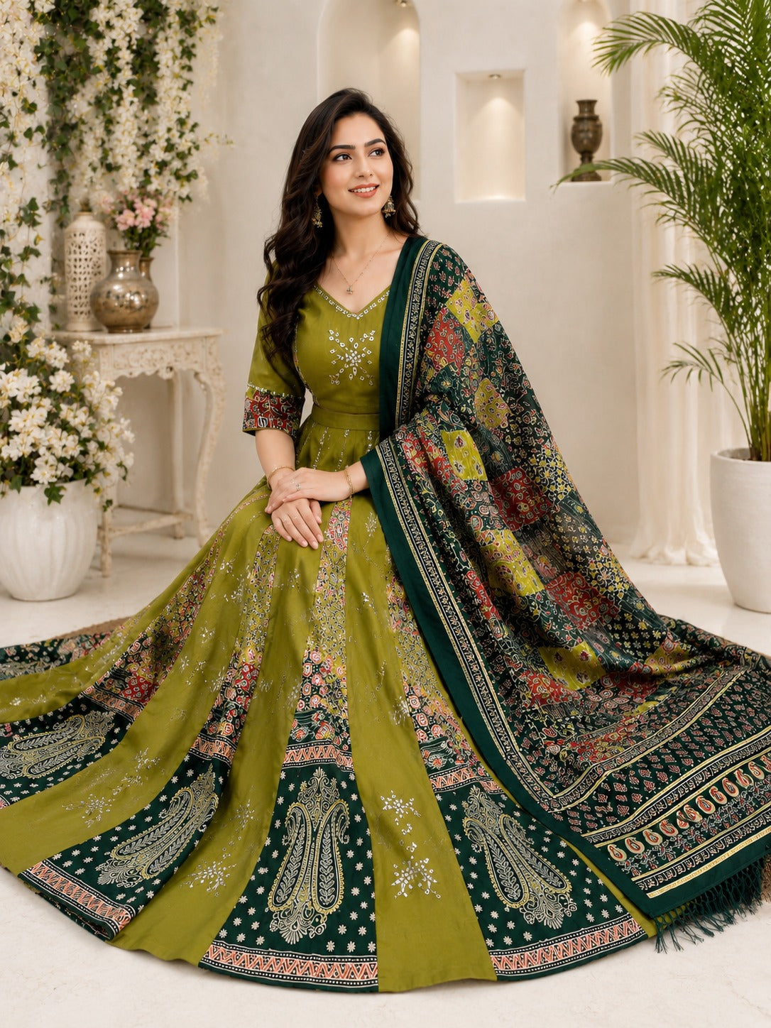 Cotton Lehenga Set with Mirror Work | 3-Piece Festive Outfit