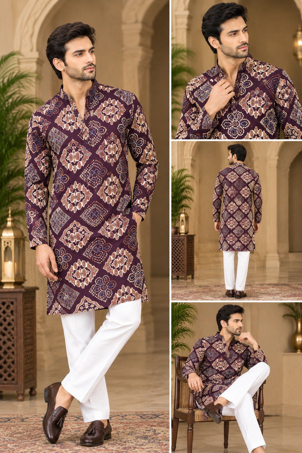 Men’s Bandhani Printed Short Kurta | Traditional Ethnic Wear