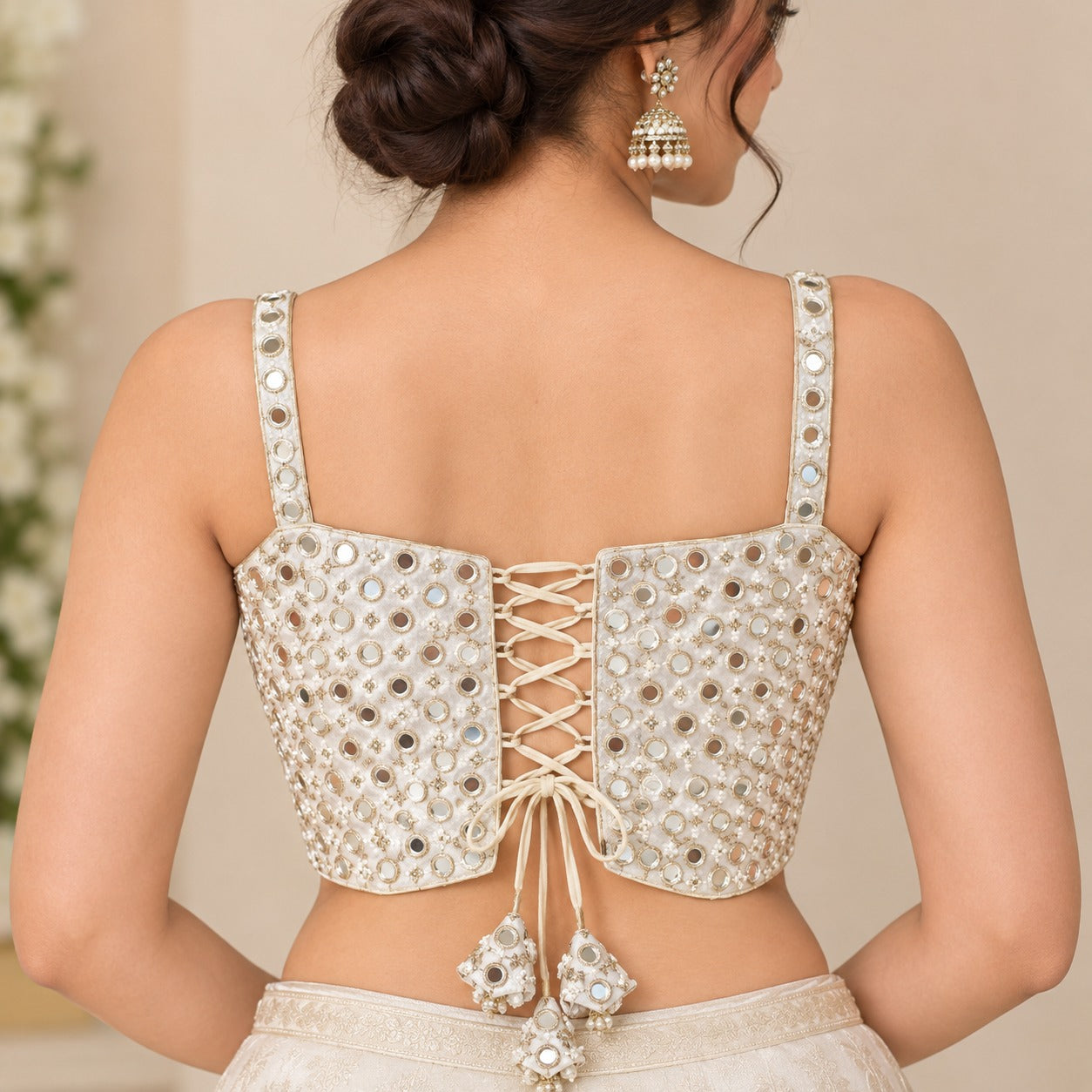Mirror Work Corset Blouse – Traditional Festive Embroidered Blouse