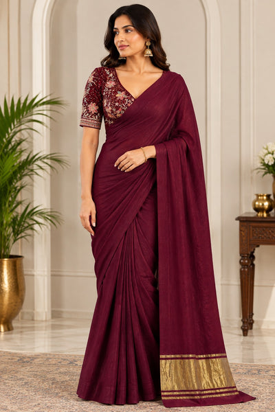 Modal Silk Saree with Lagdi Patta Gold Border