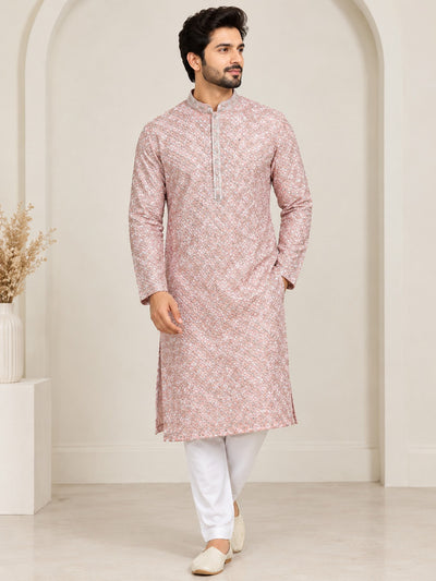 Chikankari Sequin Embroidered Kurta Pajama Set for Men – Elegant Traditional Ethnic Wear