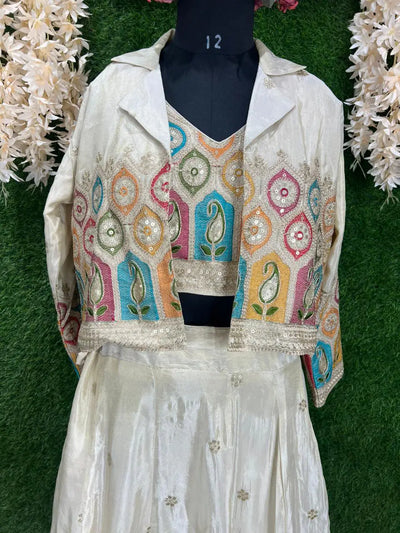 Crop Top Lehenga Set with Stylish Jacket