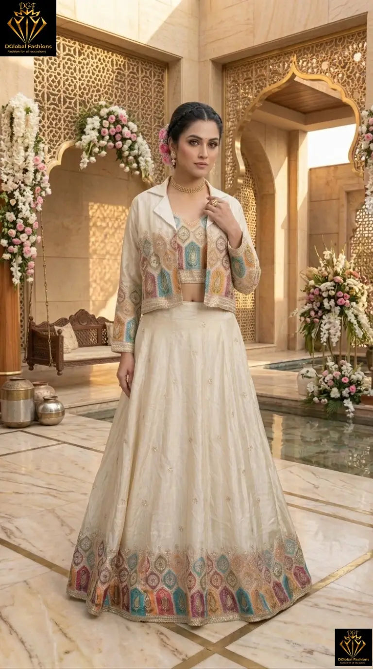 Crop Top Lehenga Set with Stylish Jacket