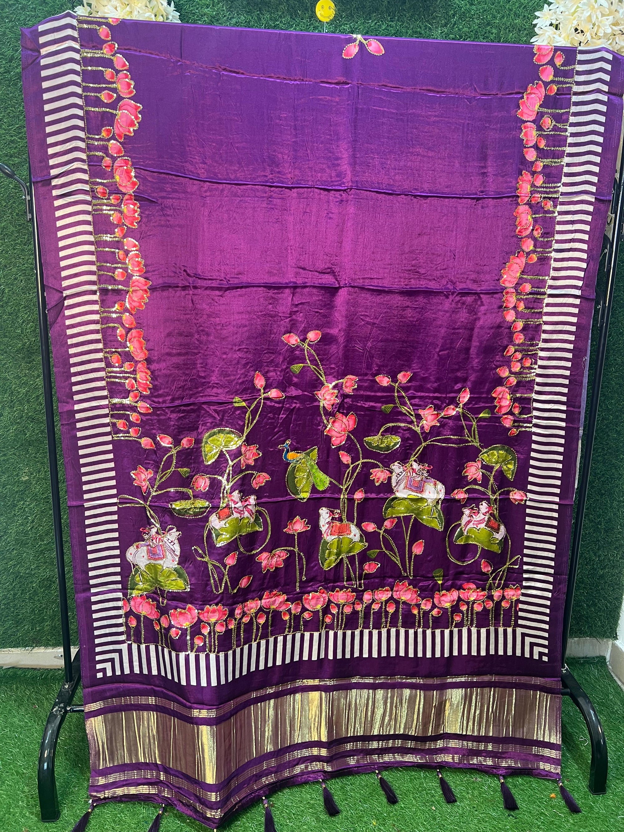 Gajji silk kalamkari dupatta