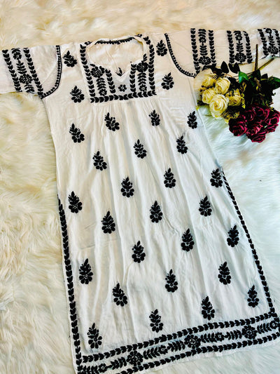 Lucknowi Chikankari Handwork Nyra Cut Kurti with Palazzo Set